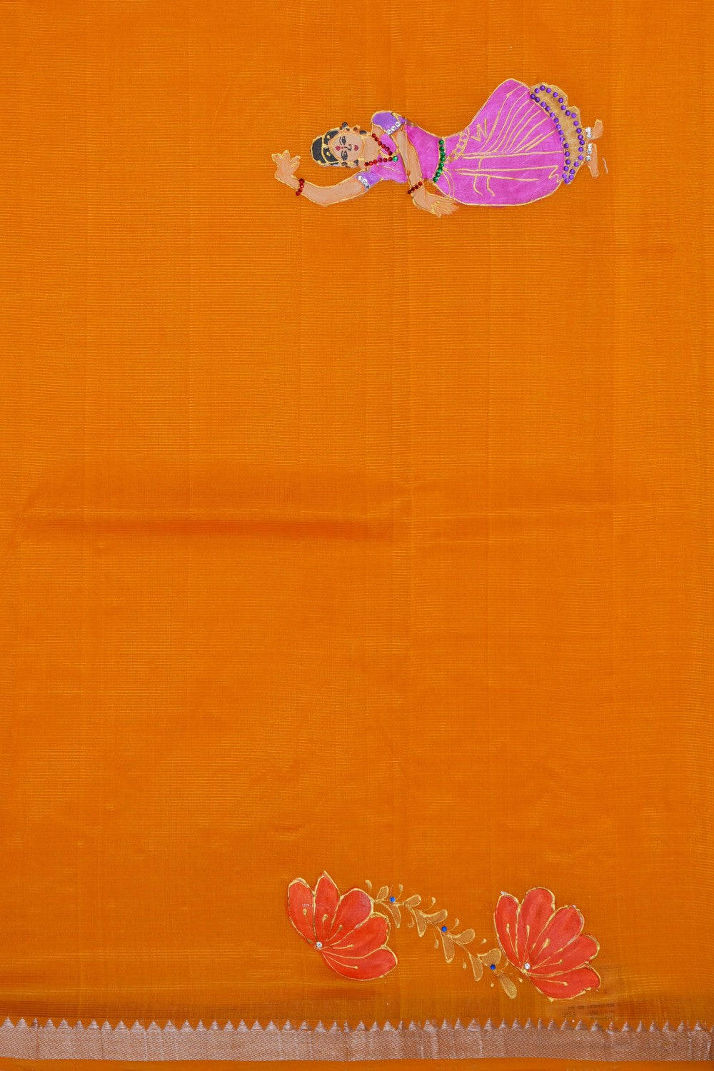 Image of Mangalgiri Silk Yellow Saree