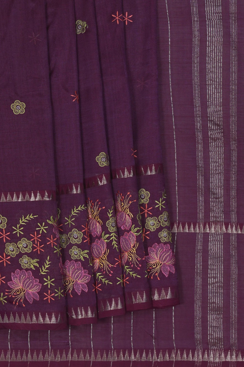Image of Mangalgiri Silk Violet Saree