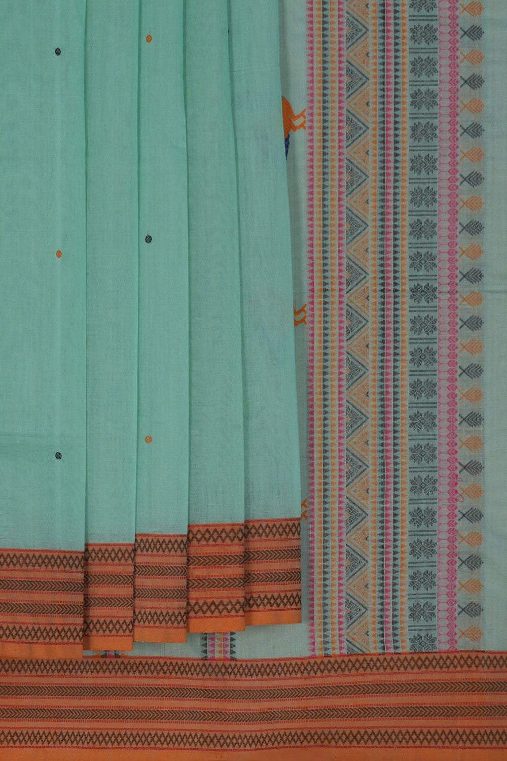 Image of South Cotton Aqua-Green Saree