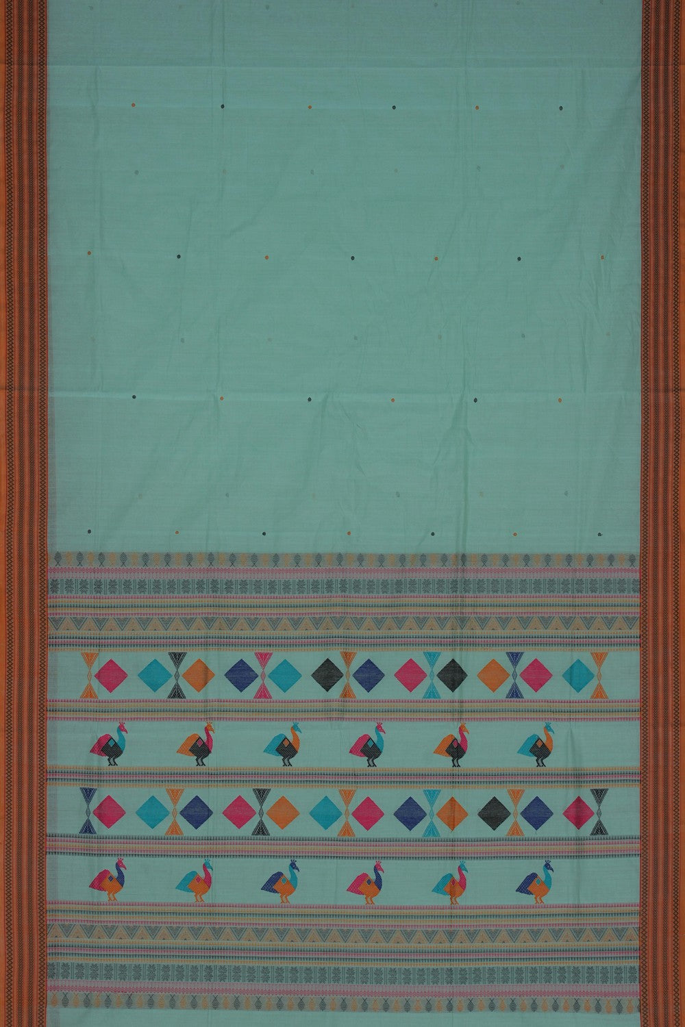 Image of South Cotton Aqua-Green Saree
