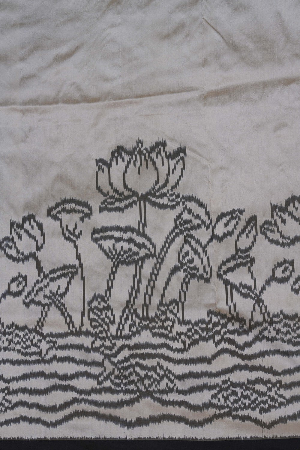 Image of Pochampally Ikat Silk Off-White Saree