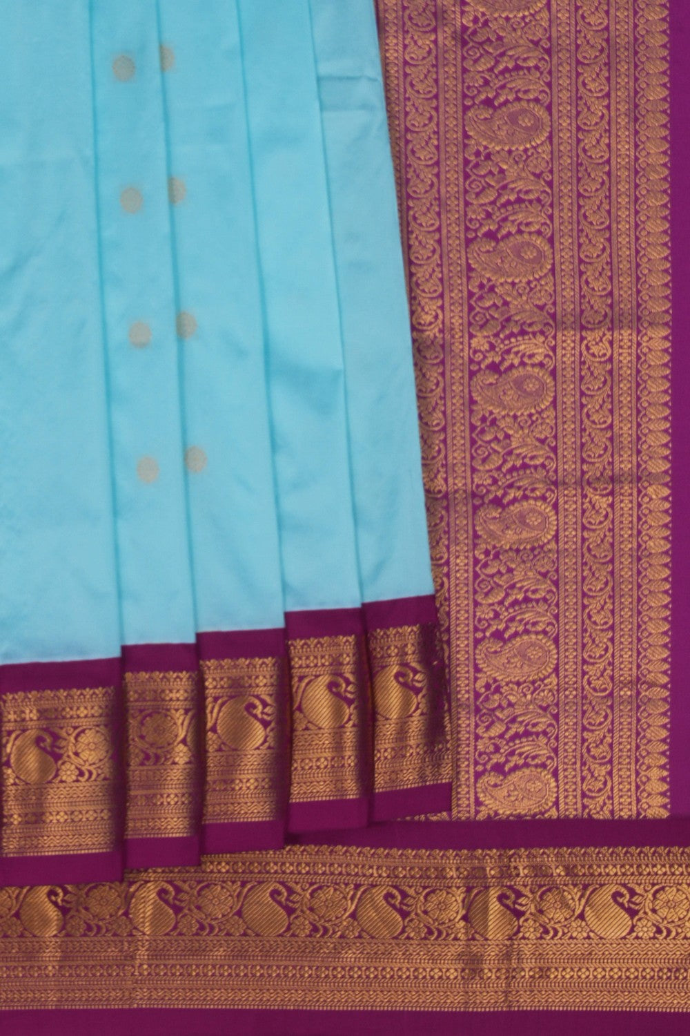 Image of Narayanpet Silk Pond Blue Saree