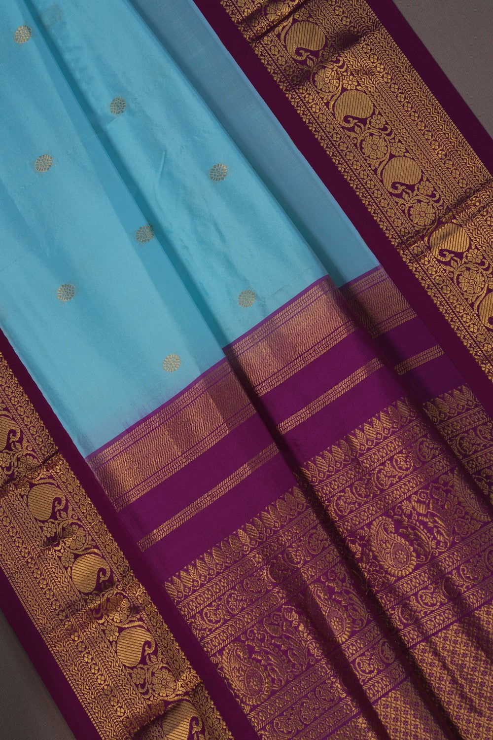 Image of Narayanpet Silk Pond Blue Saree