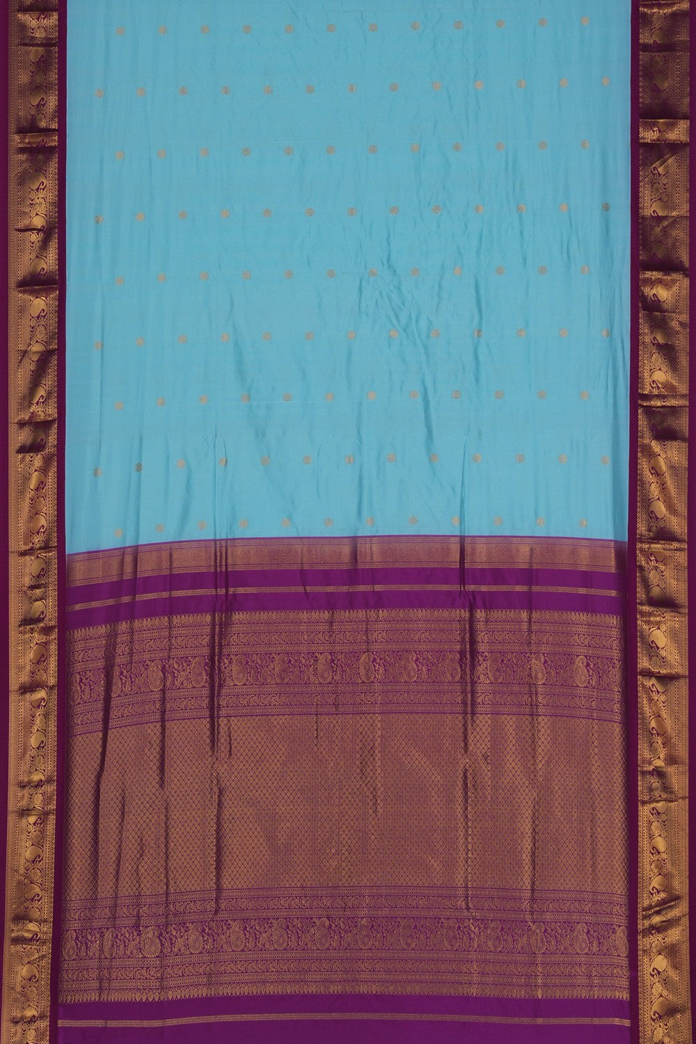 Image of Narayanpet Silk Pond Blue Saree