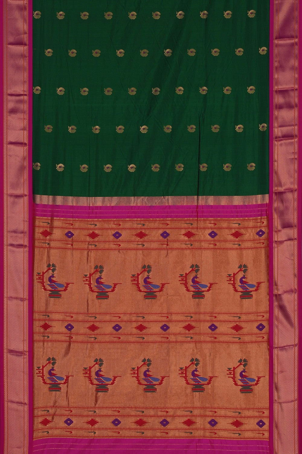 Image of Narayanpet Silk Green Saree