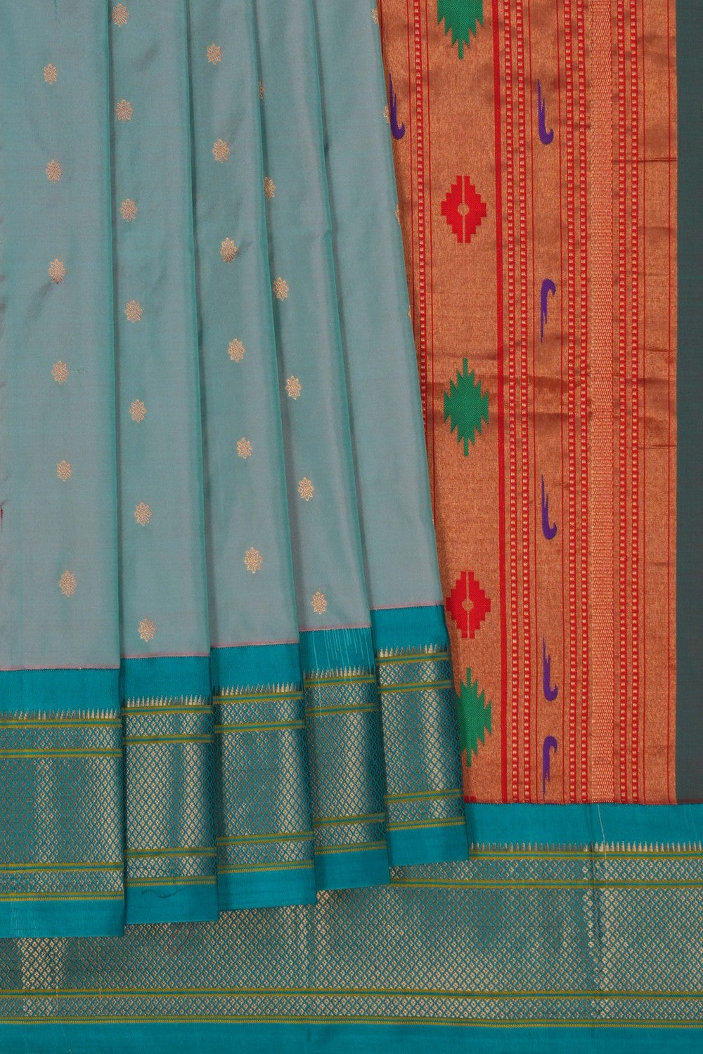 Image of Narayanpet Silk Smoky Blue Saree