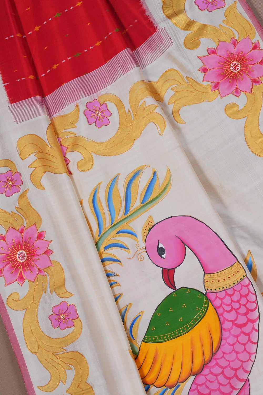 Image of Pochampally Ikat Silk Red Saree