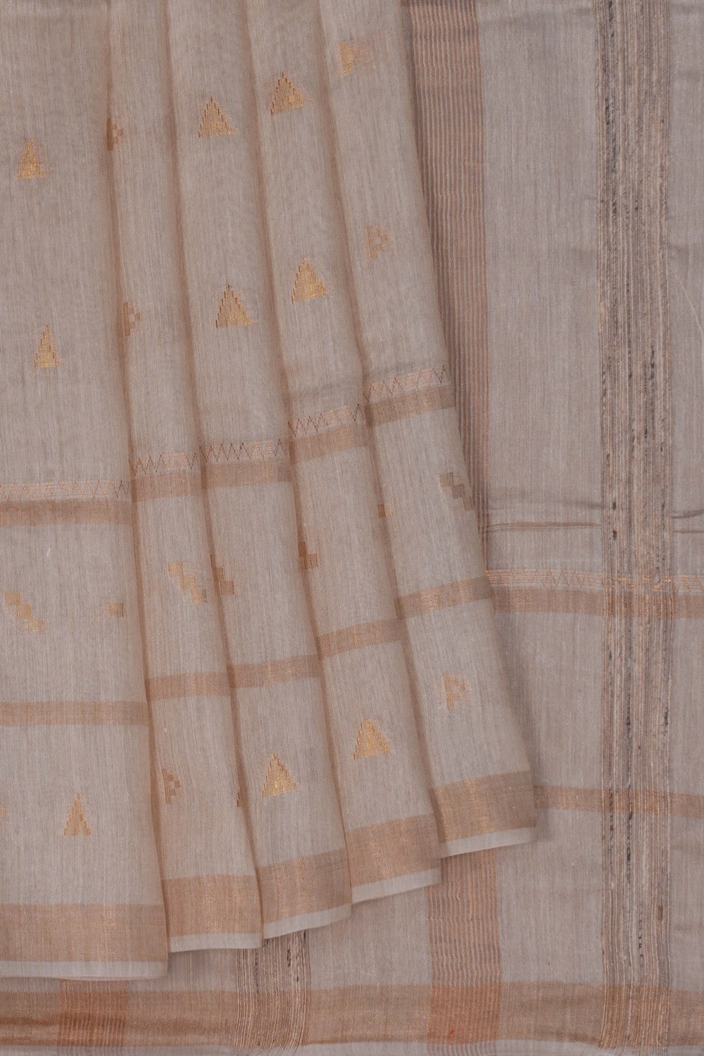 Image of Bhagalpur Tussar Silk Off-White Saree