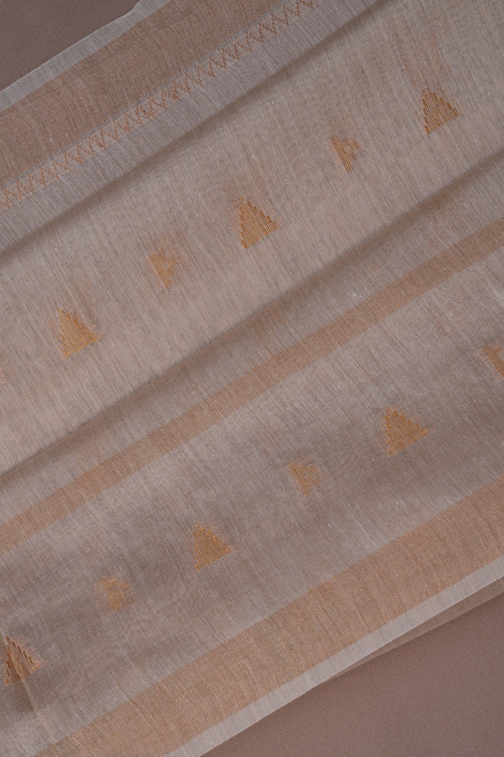 Image of Bhagalpur Tussar Silk Off-White Saree