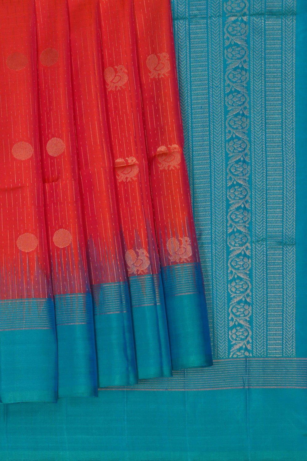 Image of South Silk Coral-Pink Saree