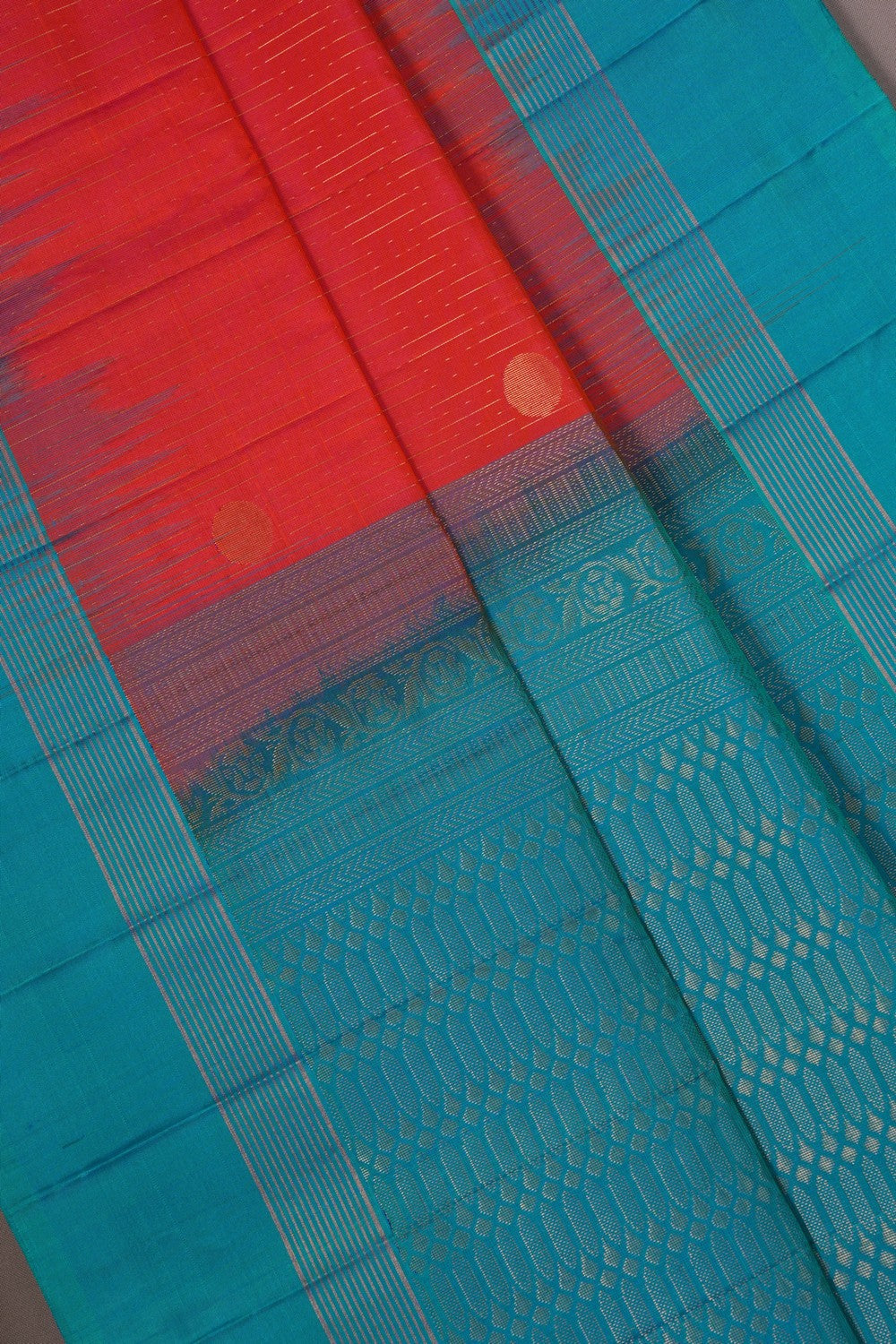 Image of South Silk Coral-Pink Saree