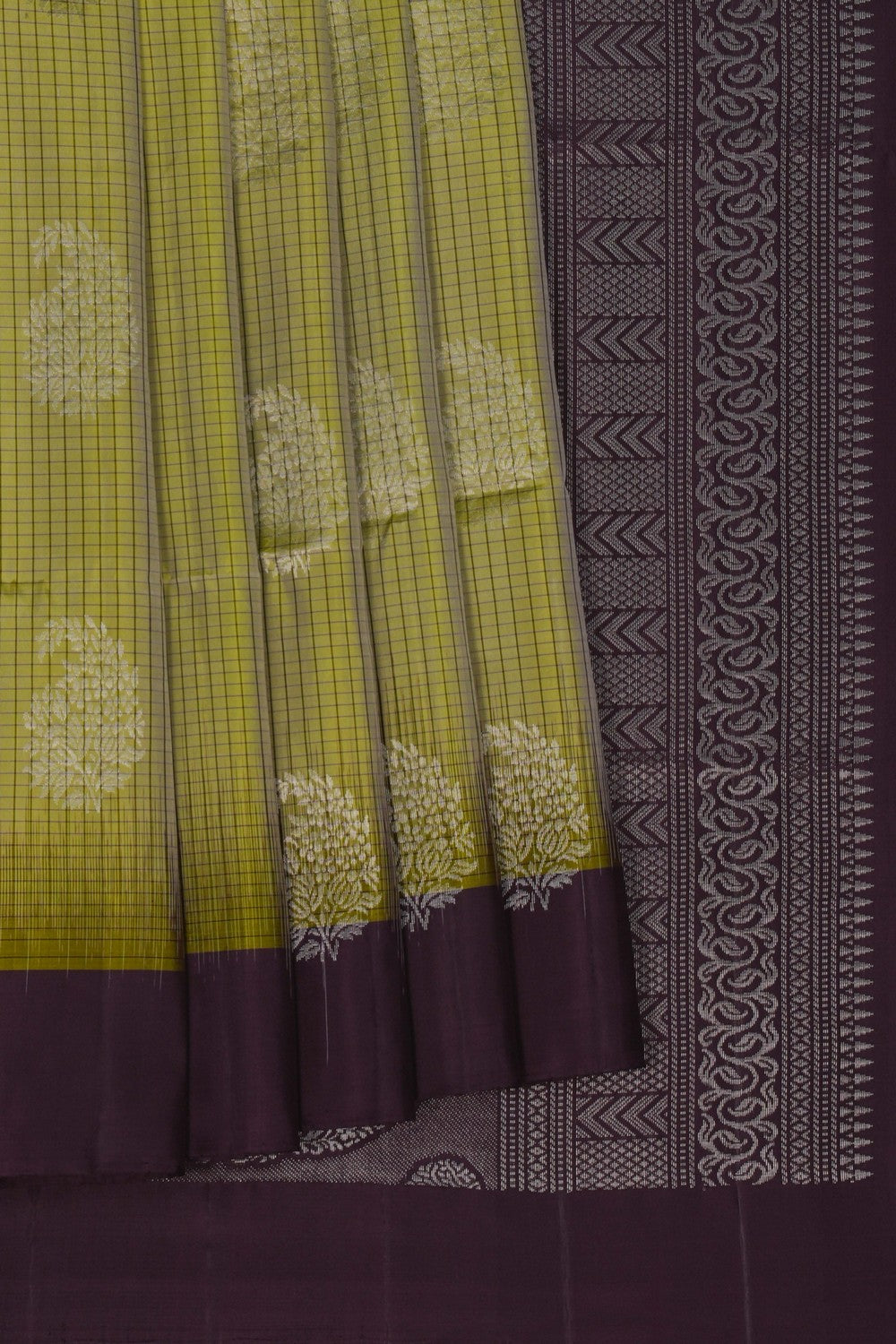 Image of South Silk Kattam Mint-Green Saree