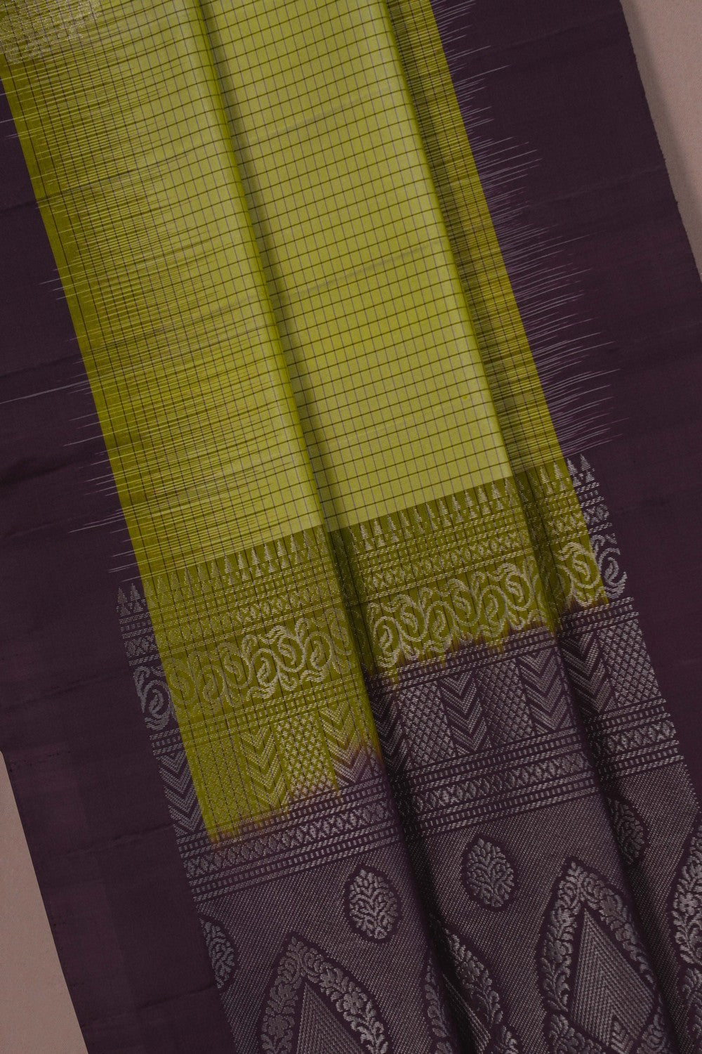 Image of South Silk Kattam Mint-Green Saree
