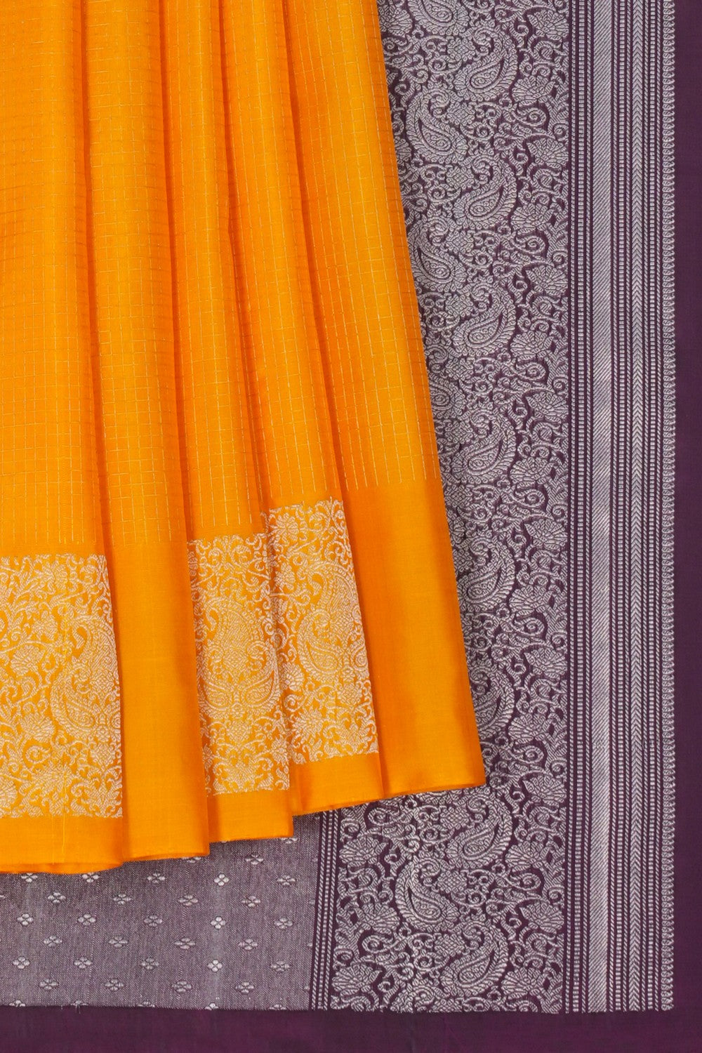 Image of South Silk Kattam Orange Saree
