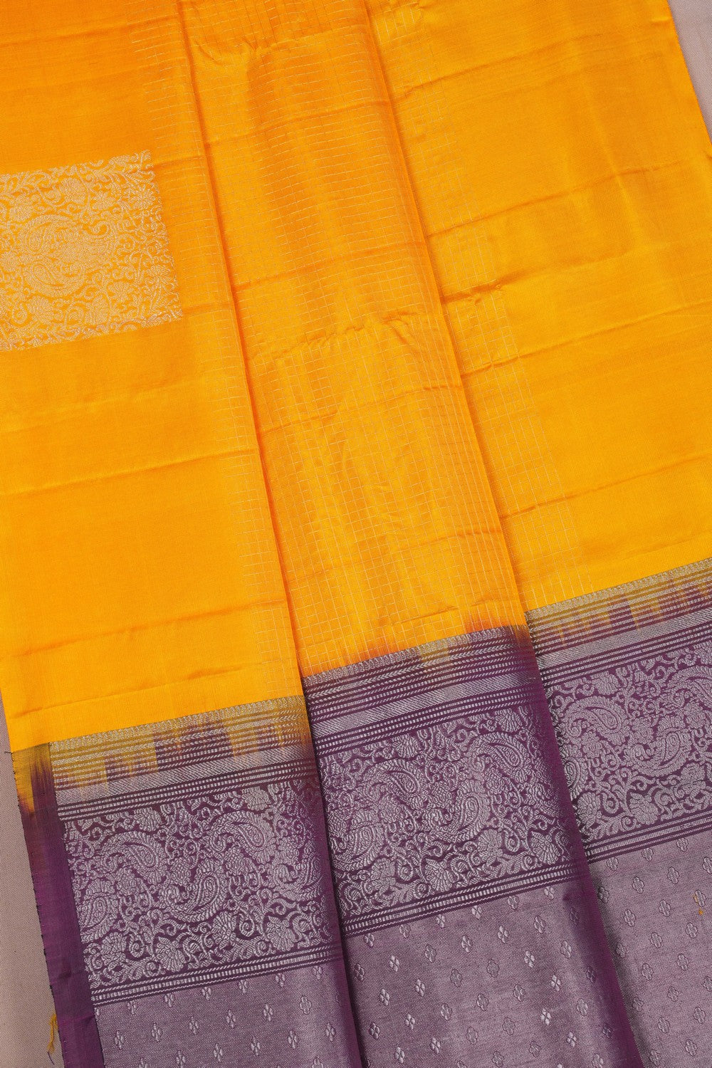 Image of South Silk Kattam Orange Saree