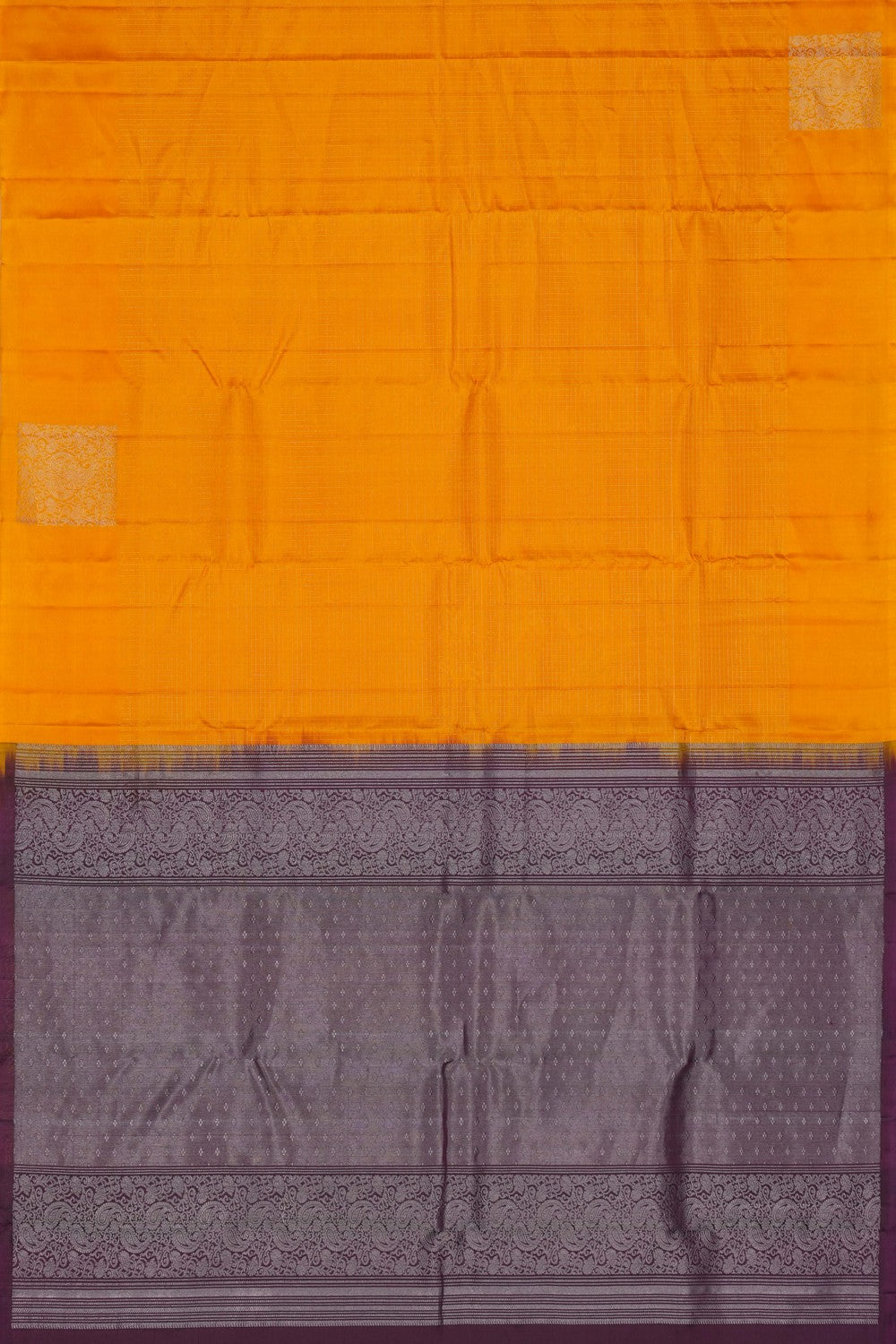 Image of South Silk Kattam Orange Saree