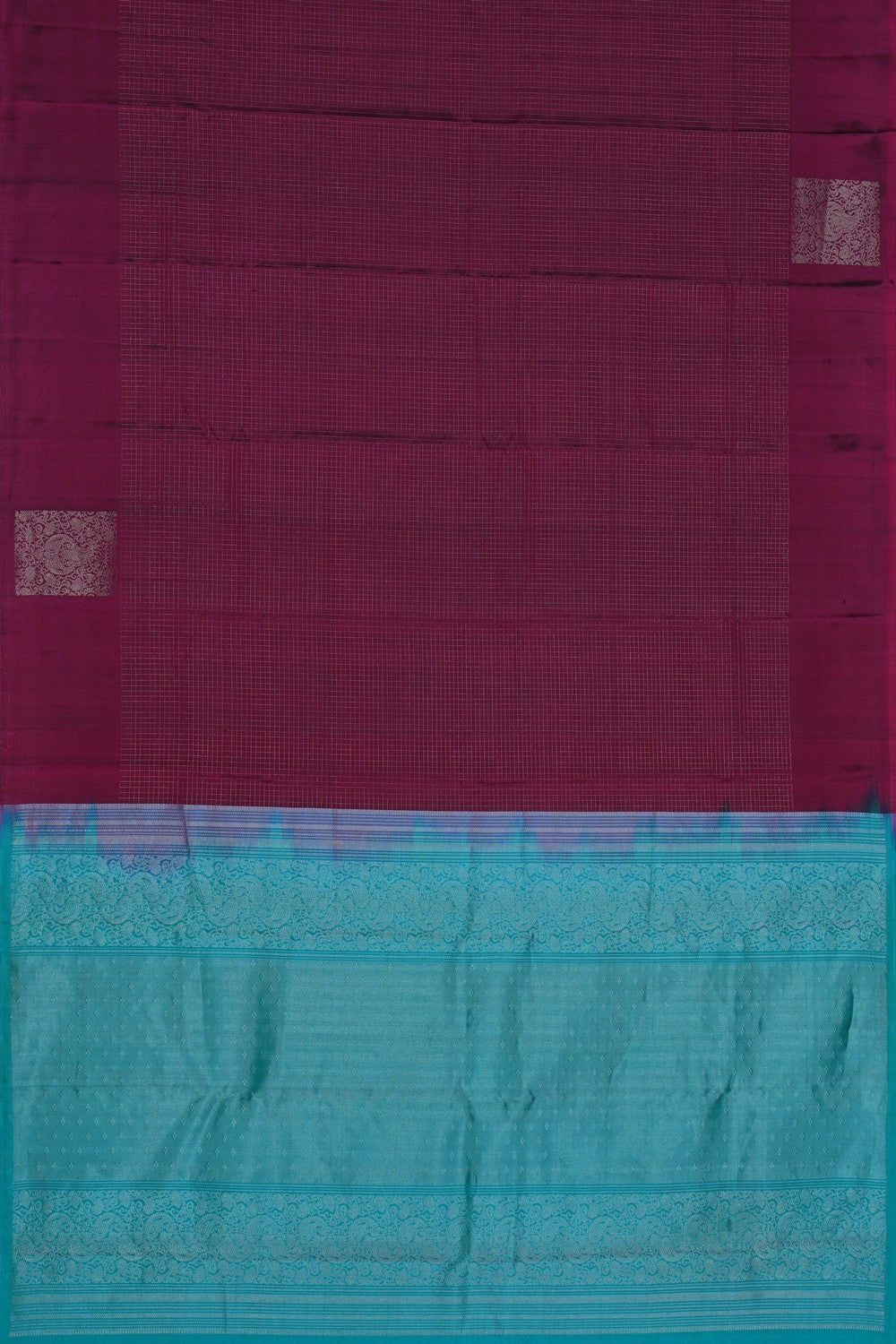 Image of South Silk Kattam Plum-Pink Saree