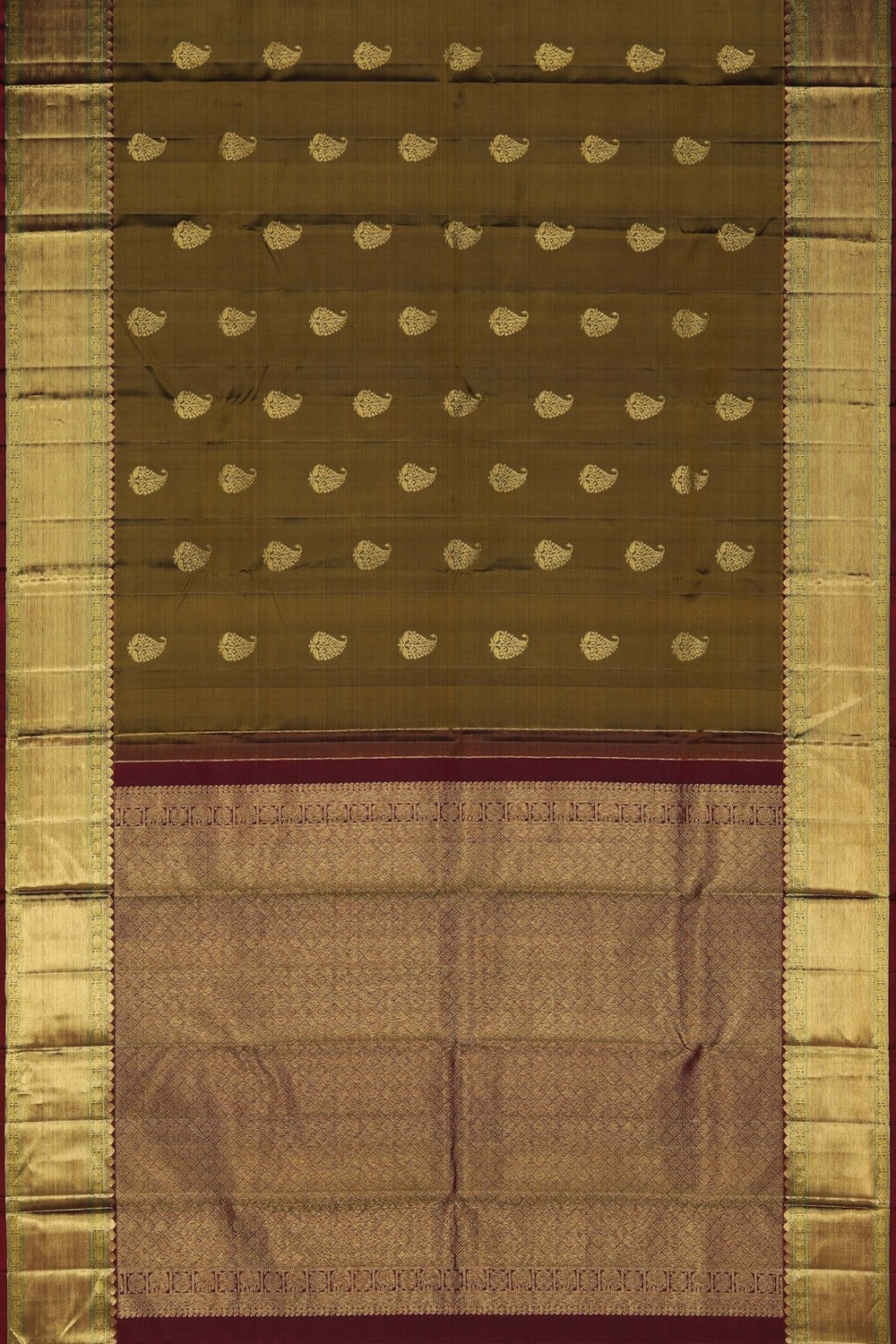 Image of A Moss-Green Arani Silk Saree