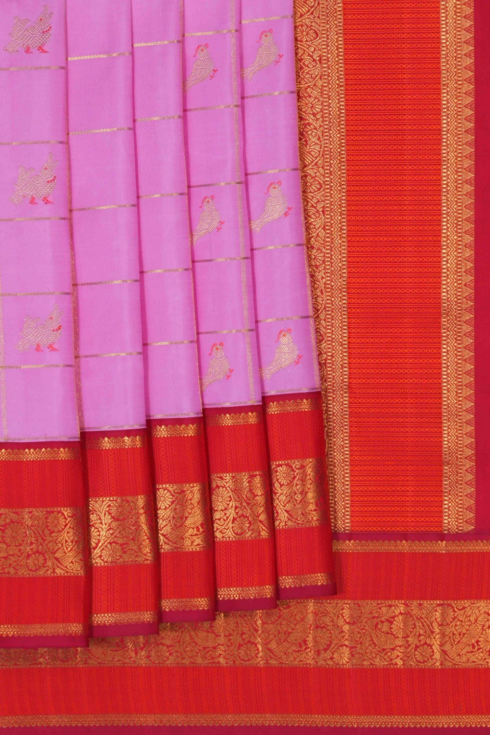 Image of Arani Silk Kattam Lavender Pink Saree