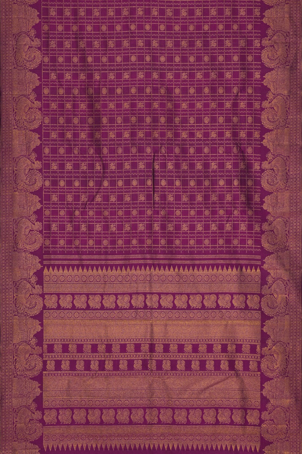 Image of Kanchipuram Silk Kattam Purple Saree