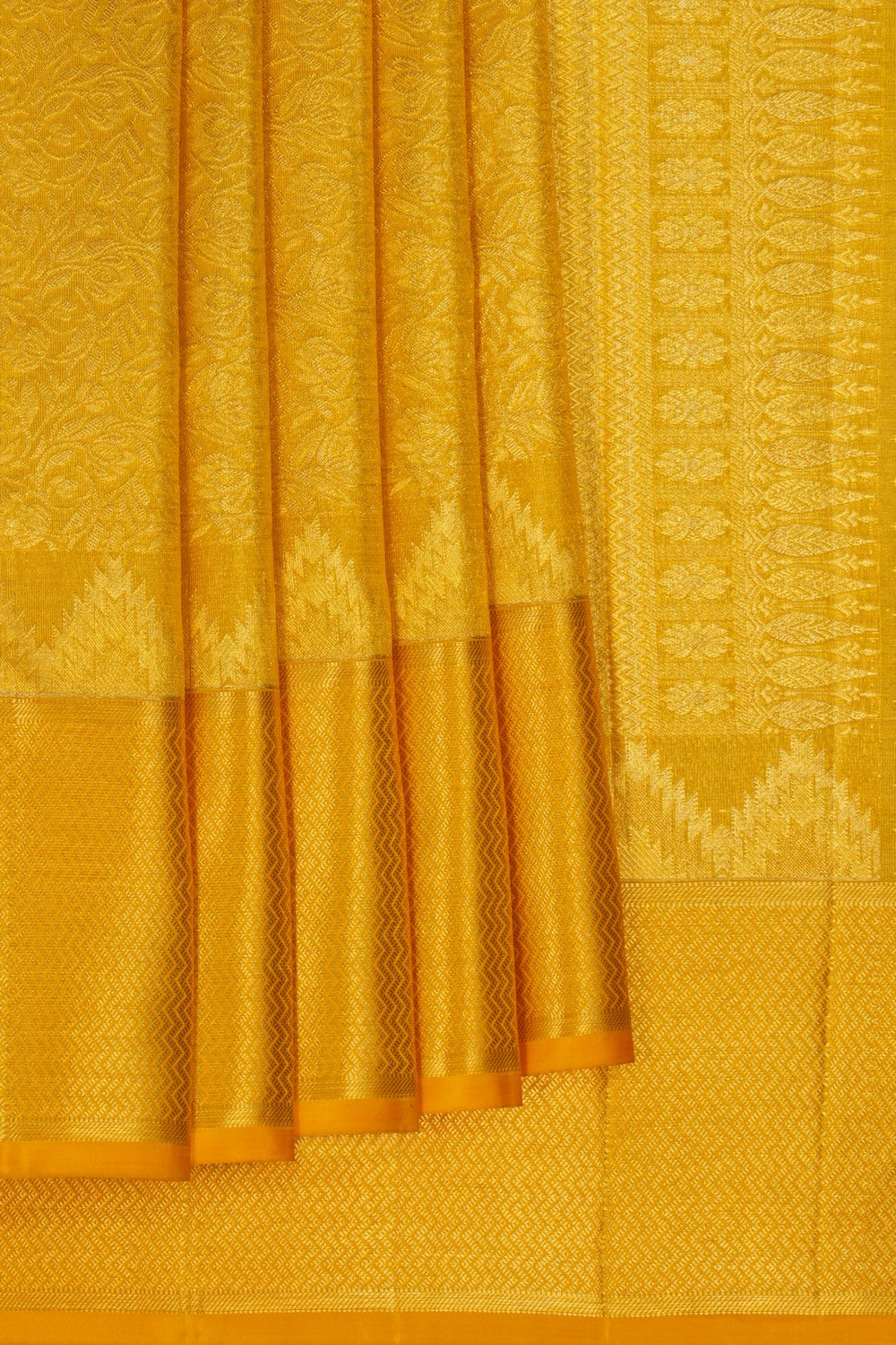 Image of Gold Tissue Brocade Kanchipuram Silk Saree