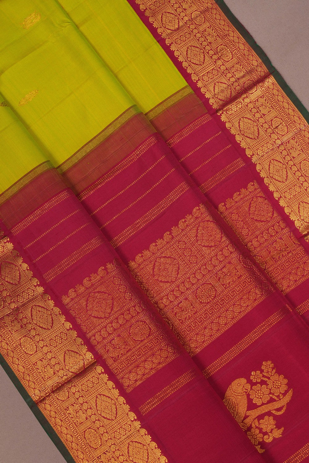 Image of Parrot Green Arani Silk Saree