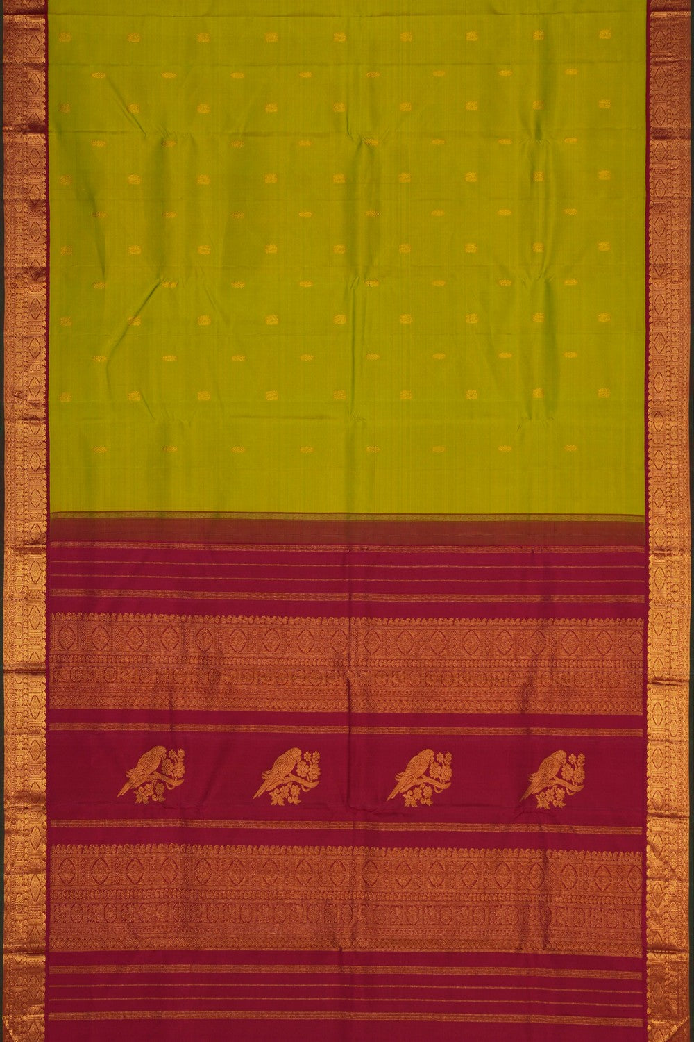 Image of Parrot Green Arani Silk Saree