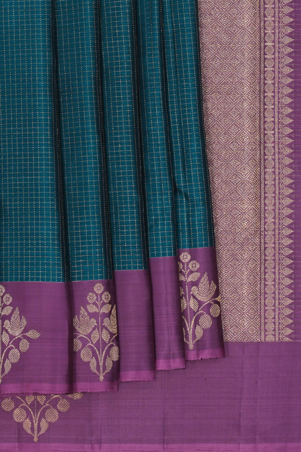 Image of Teal Blue Arani Silk Saree