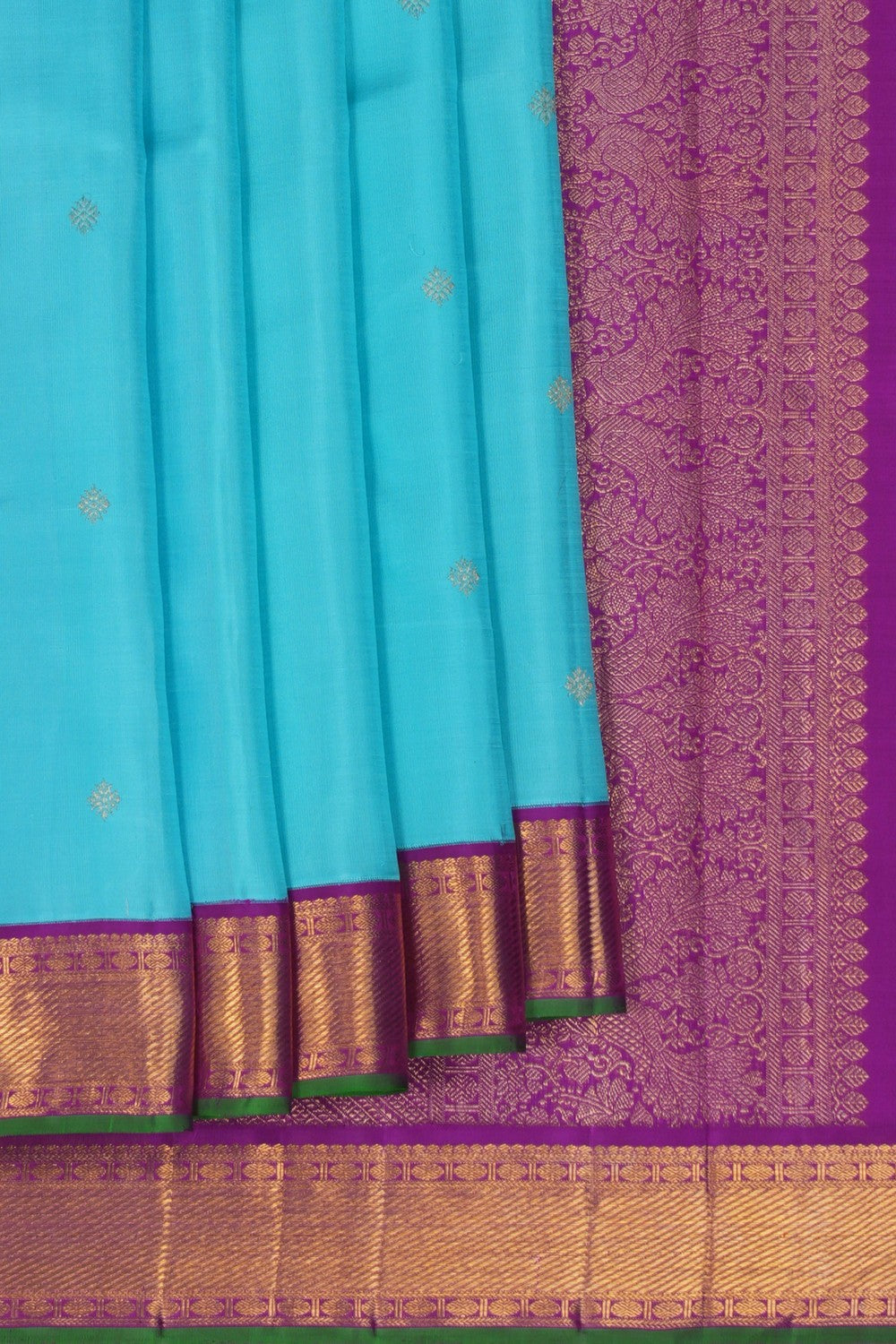 Image of Kanchipuram Silk Sea Blue Saree