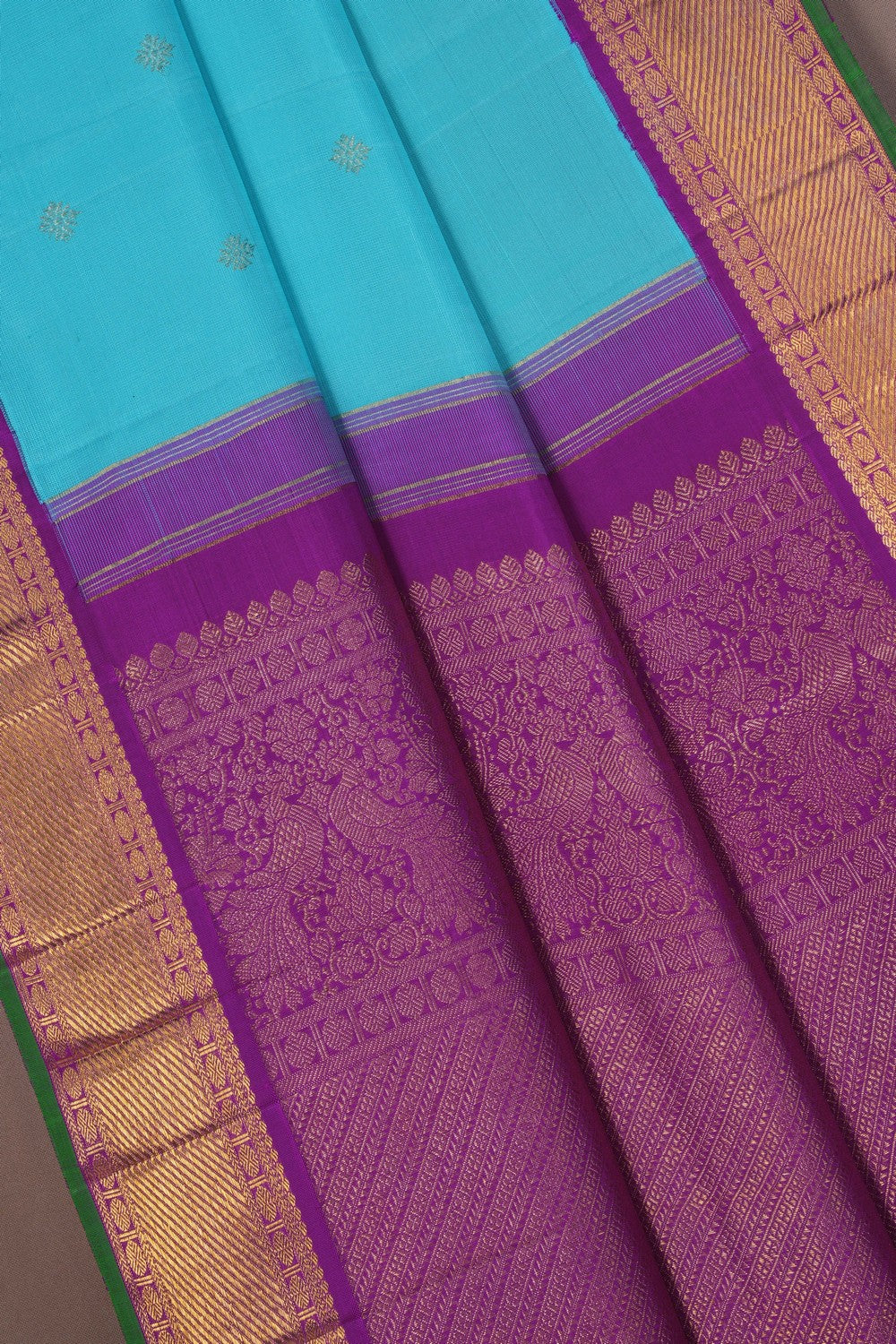 Image of Kanchipuram Silk Sea Blue Saree