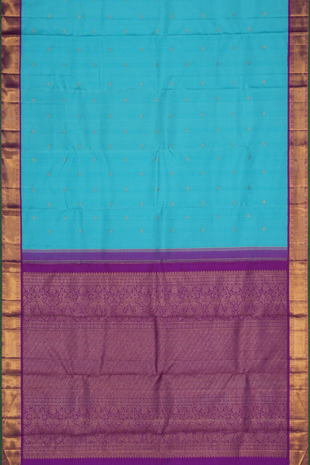 Image of Kanchipuram Silk Sea Blue Saree