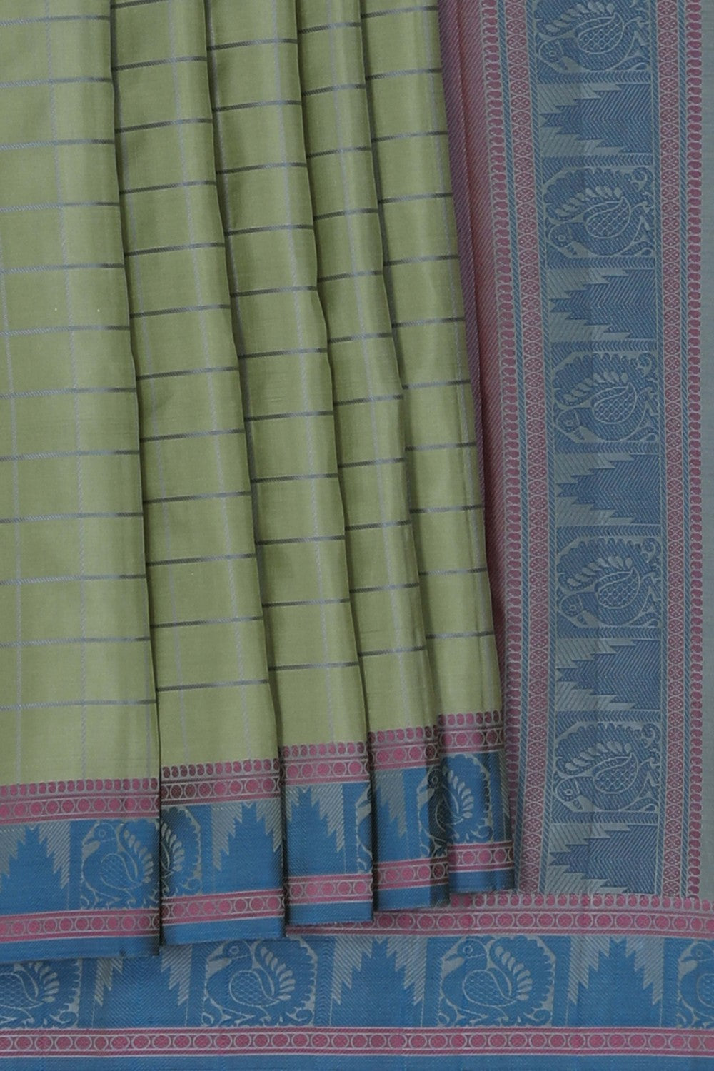 Image of Kanchipuram Silk Sage Green Saree