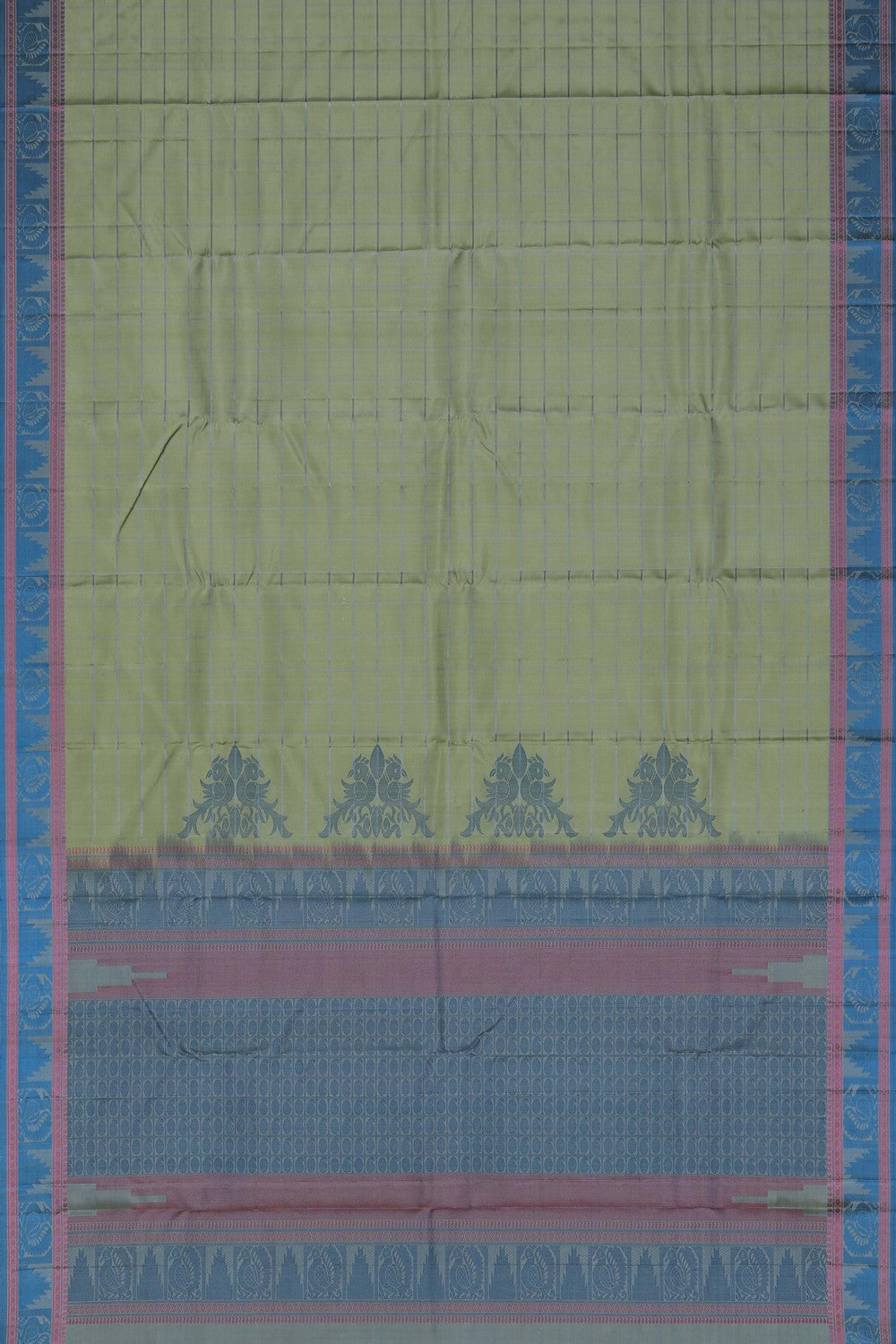Image of Kanchipuram Silk Sage Green Saree