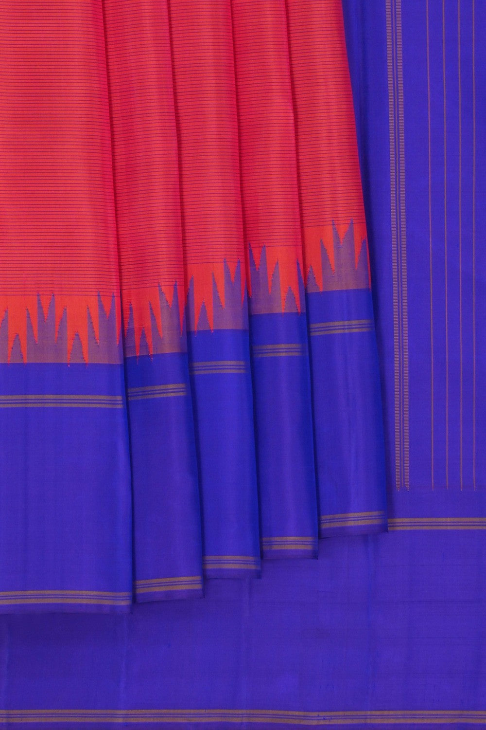 Image of Kanchipuram Silk Coral Pink Saree