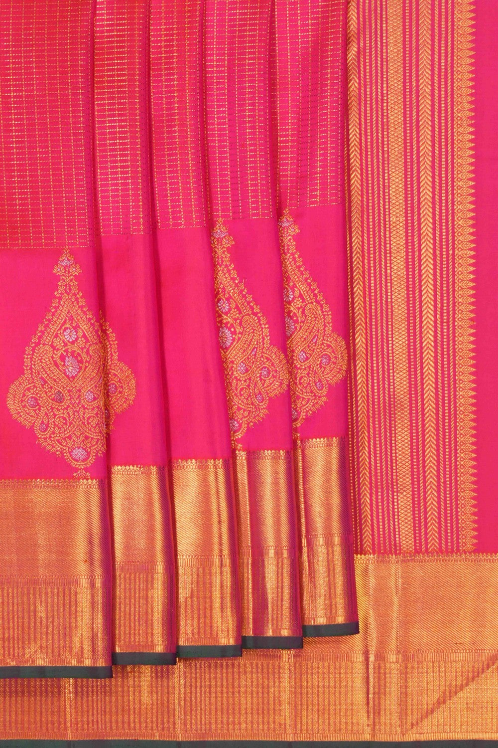 Image of Arani Silk Brocade Fuchsia Pink Saree