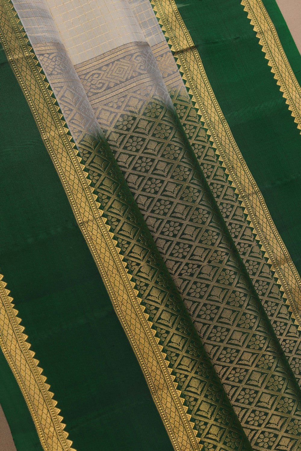 Image of South Silk Off-White Saree