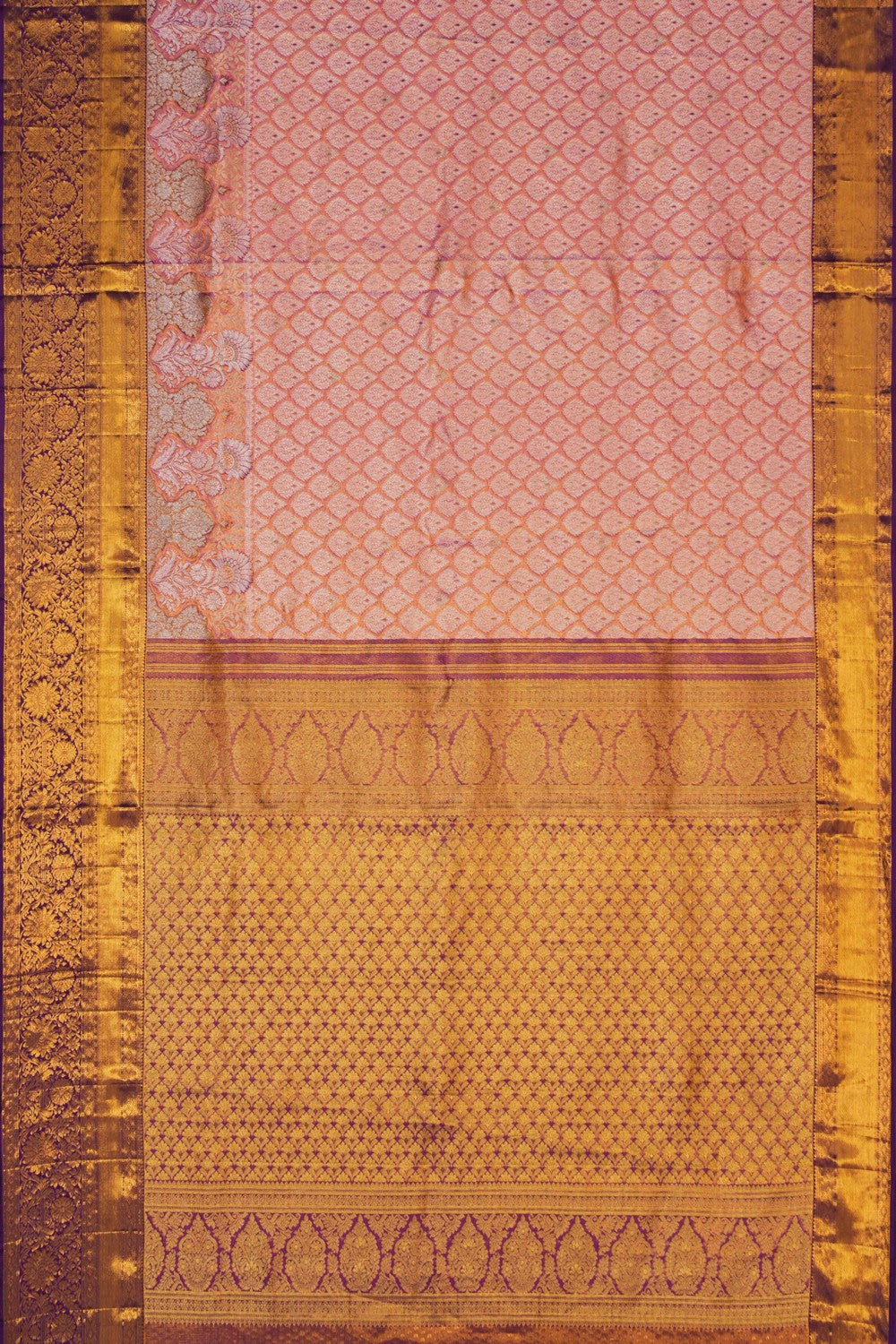 Image of Peach Tissue Brocade Kanchipattu Saree