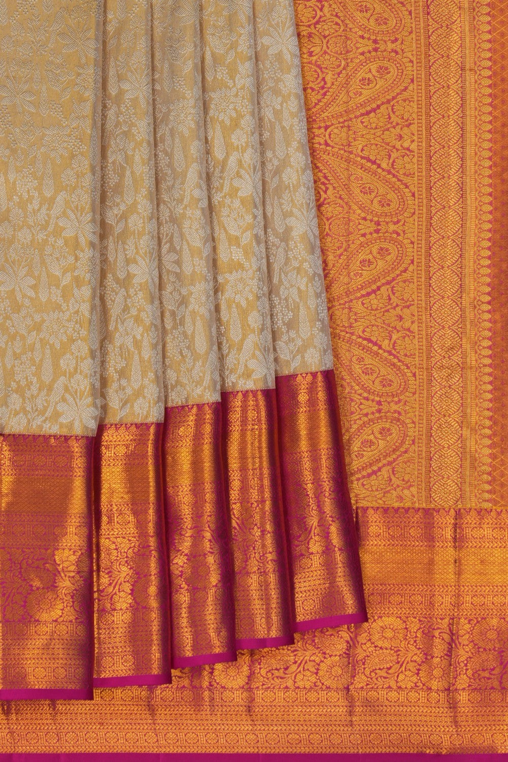 Image of Silver Tissue Brocade Kanchipattu Saree
