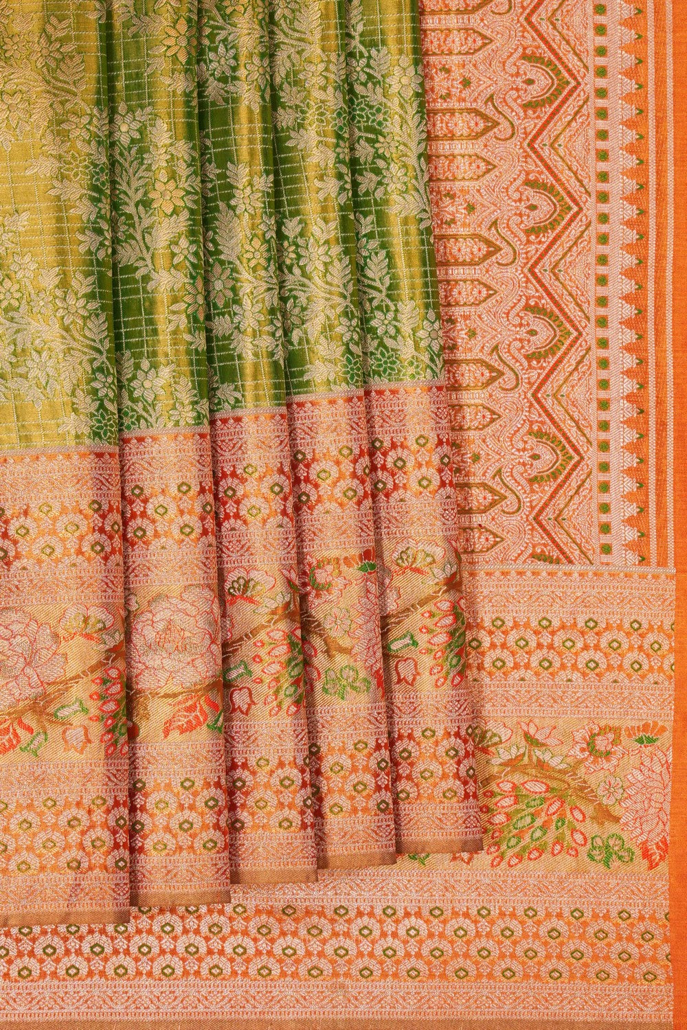 Image of Green Tissue Brocade Kanchipattu Saree