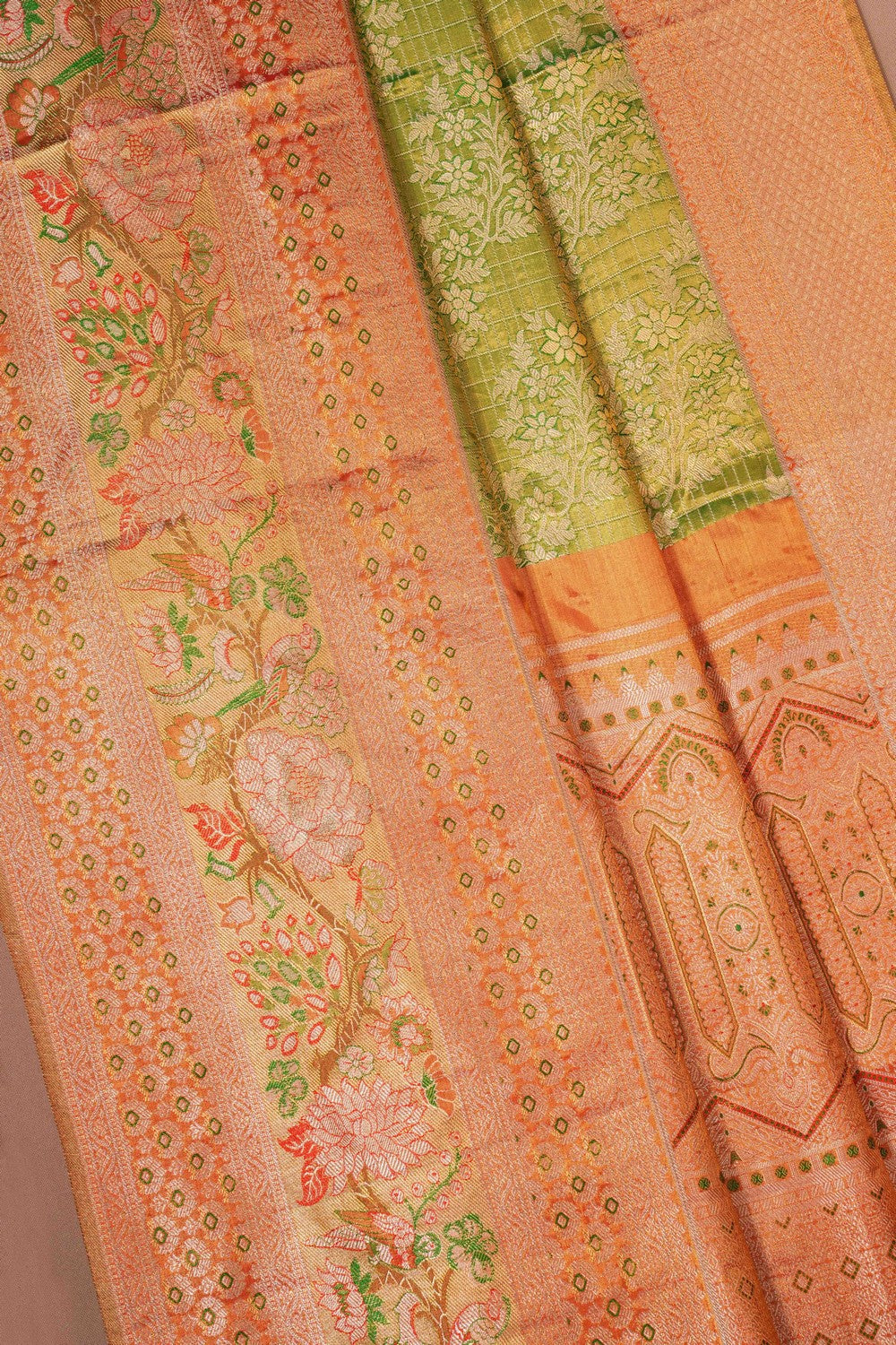 Image of Green Tissue Brocade Kanchipattu Saree