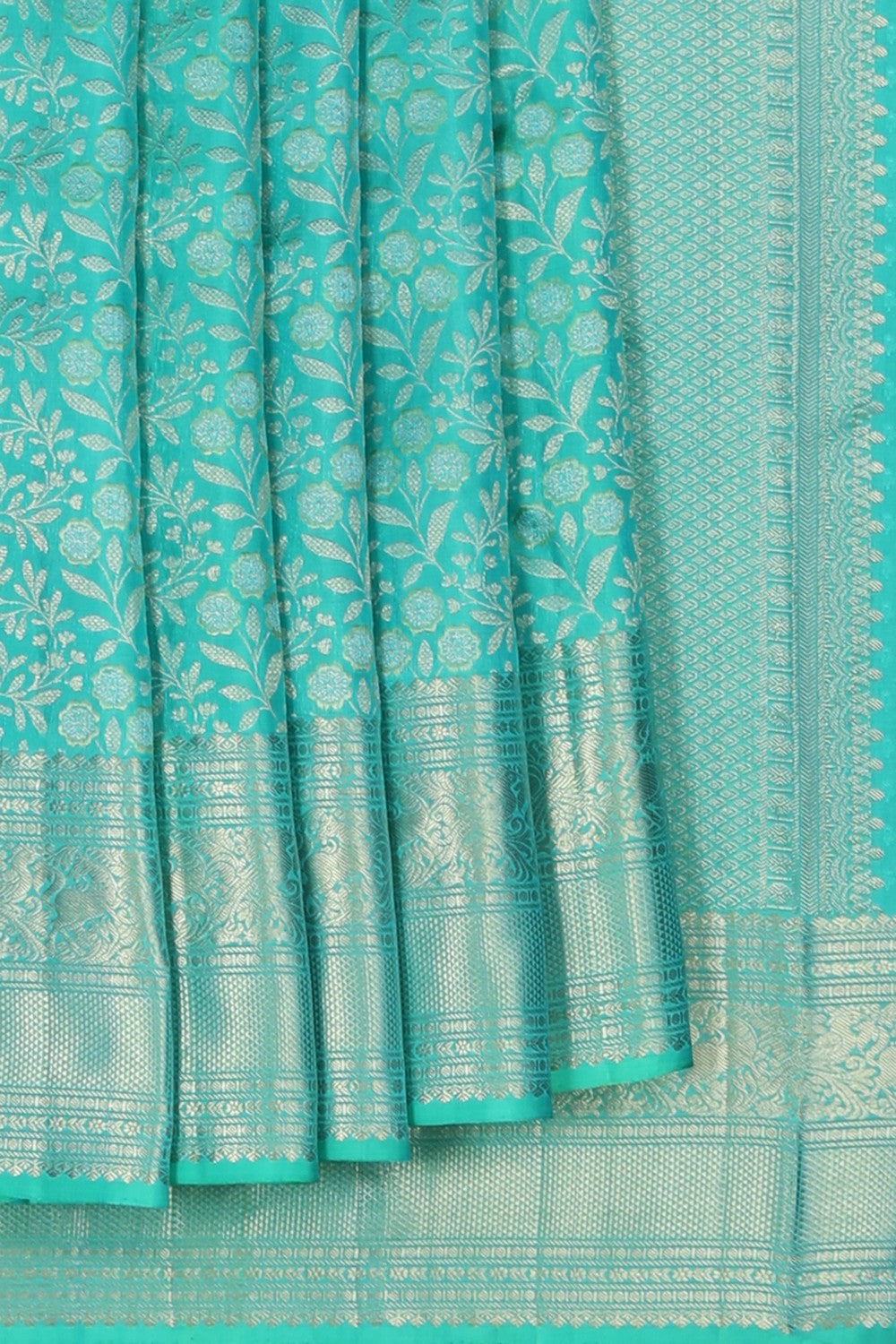 Image of Kanchipattu Brocade Aqua-Green Saree