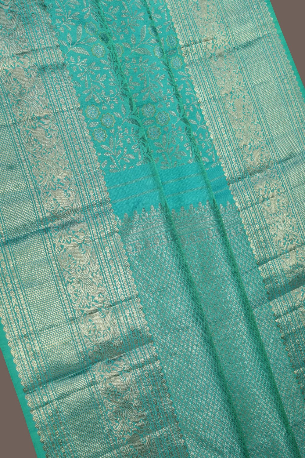 Image of Kanchipattu Brocade Aqua-Green Saree