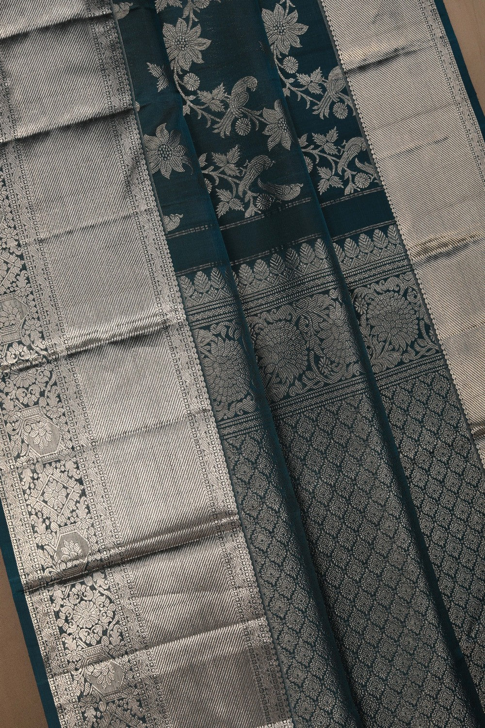 Image of Kanchipattu Brocade Peacock Blue Saree