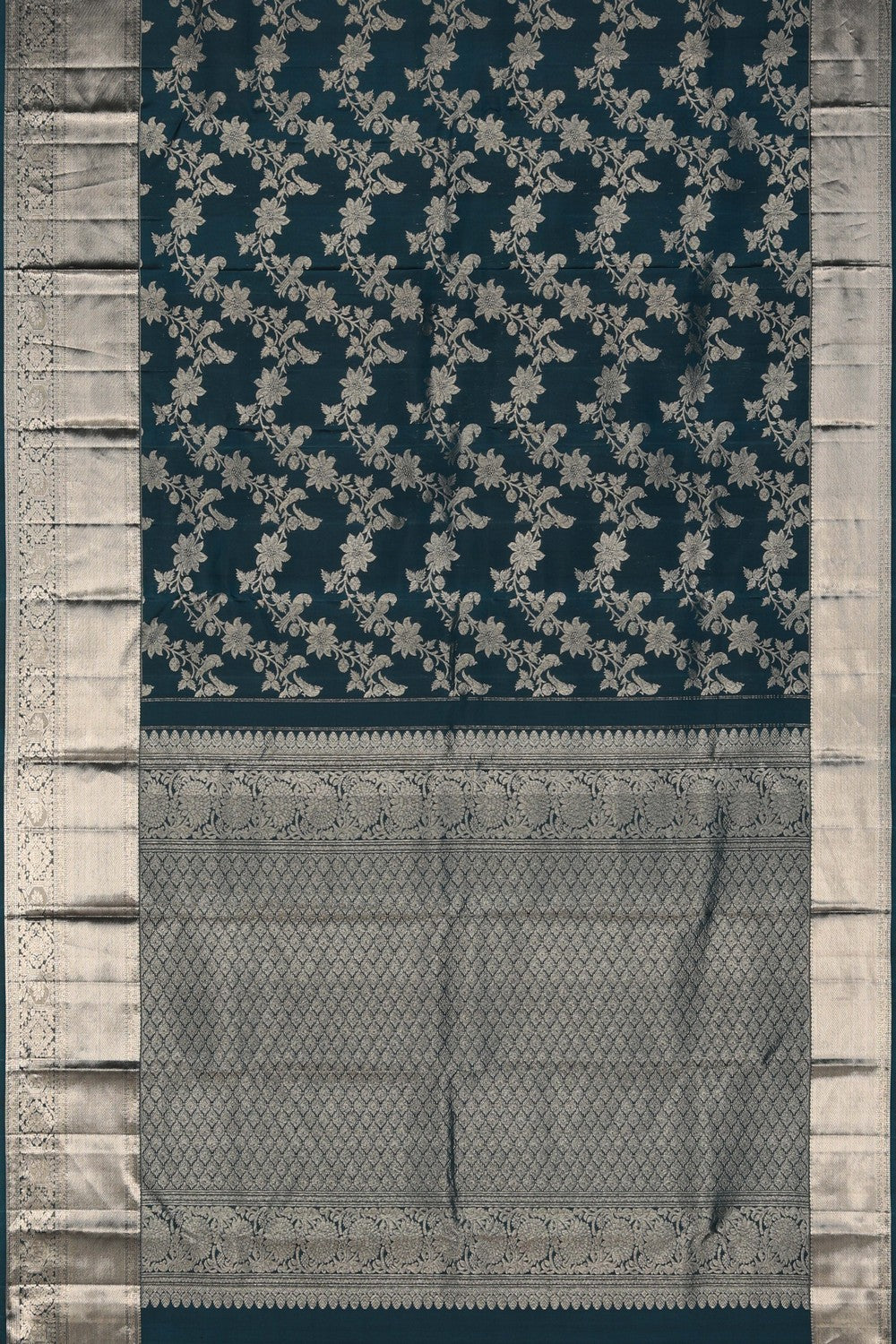 Image of Kanchipattu Brocade Peacock Blue Saree