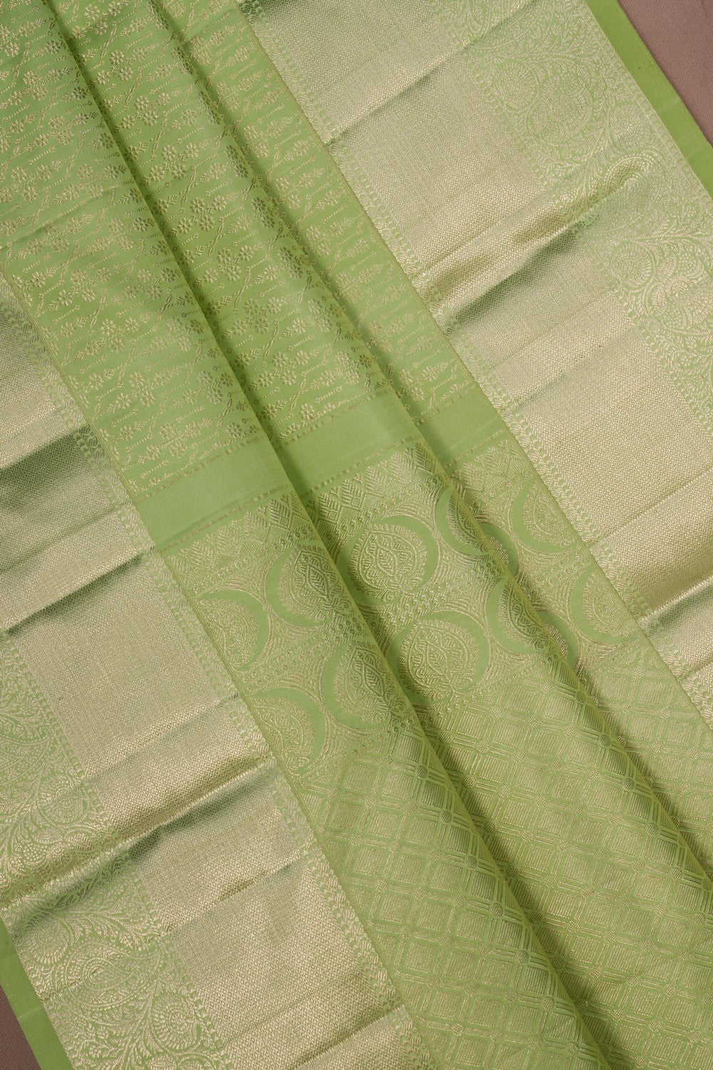 Image of Kanchipattu Brocade Mint-Green Saree