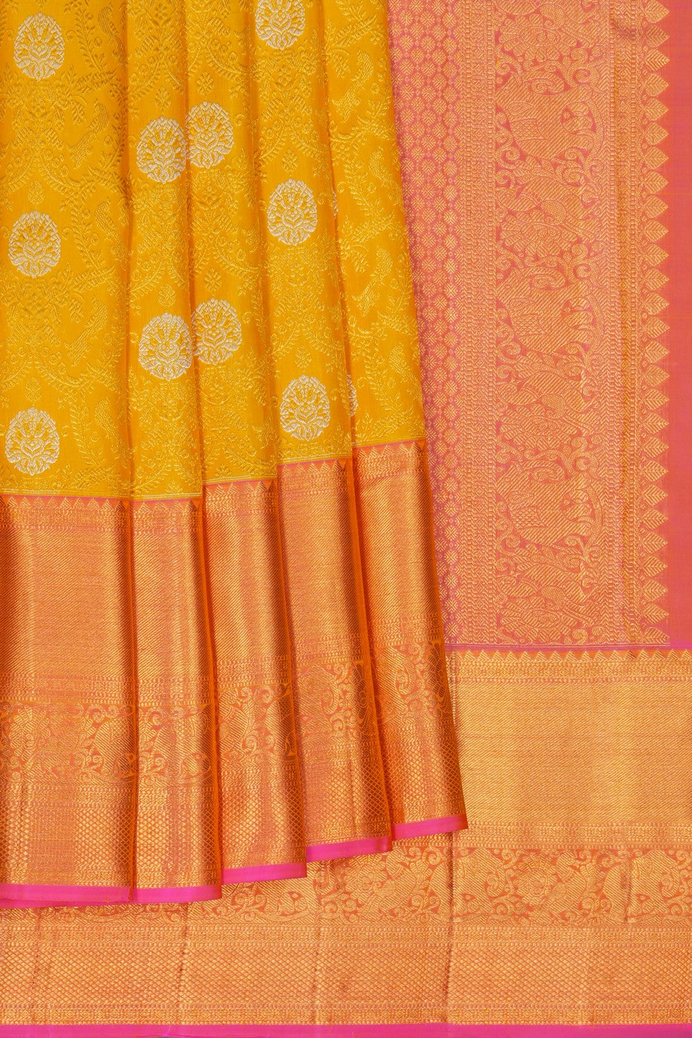 Image of Yellow Brocade Kanchipattu Saree