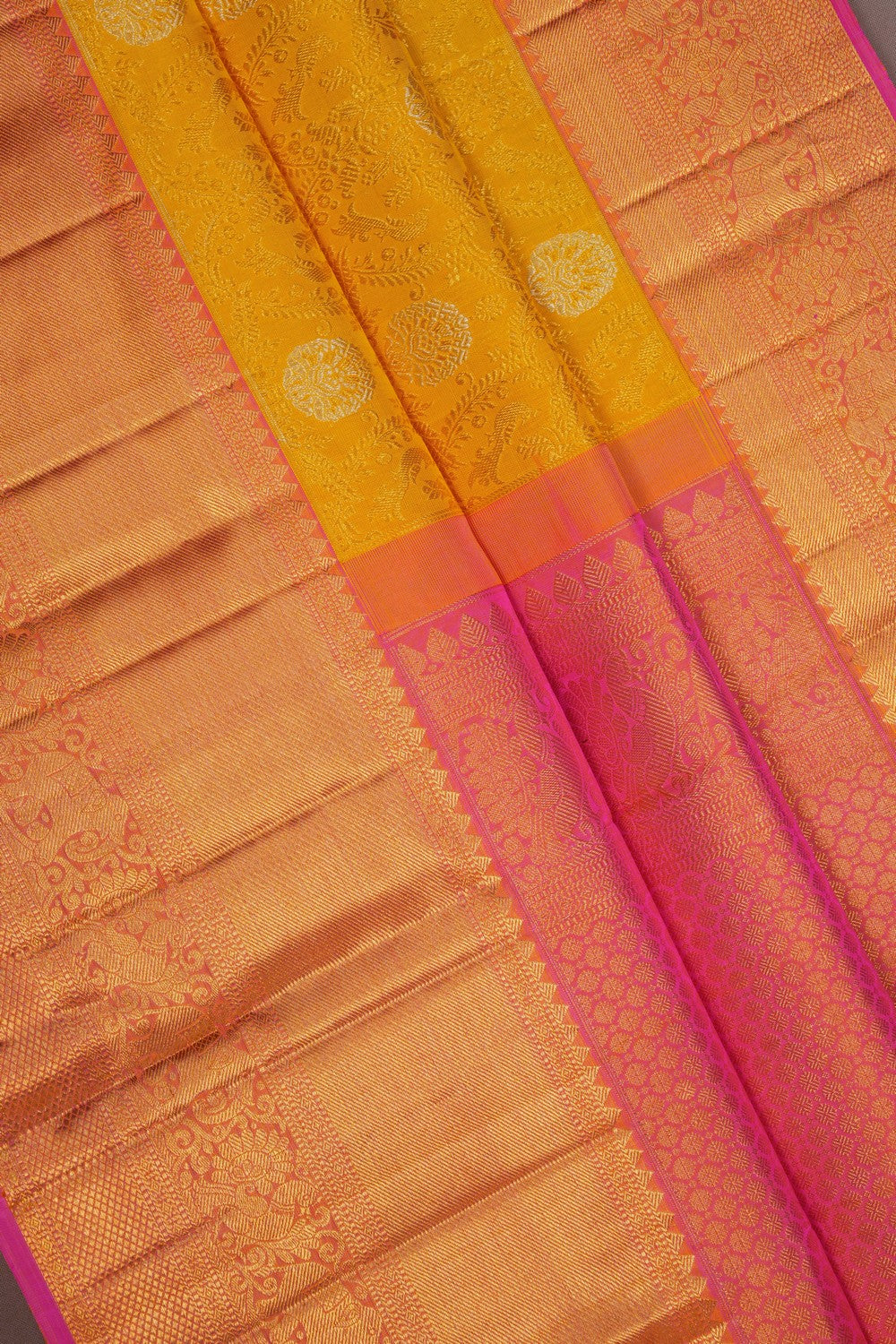 Image of Yellow Brocade Kanchipattu Saree
