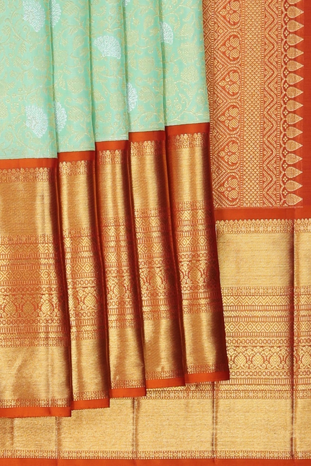 Image of Kanchipattu Brocade Mint-Green Saree