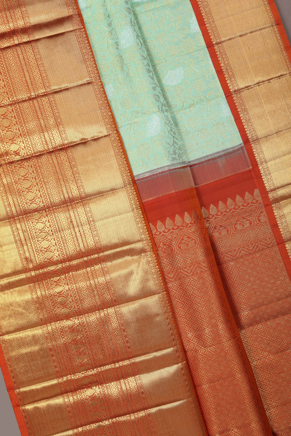 Image of Kanchipattu Brocade Mint-Green Saree