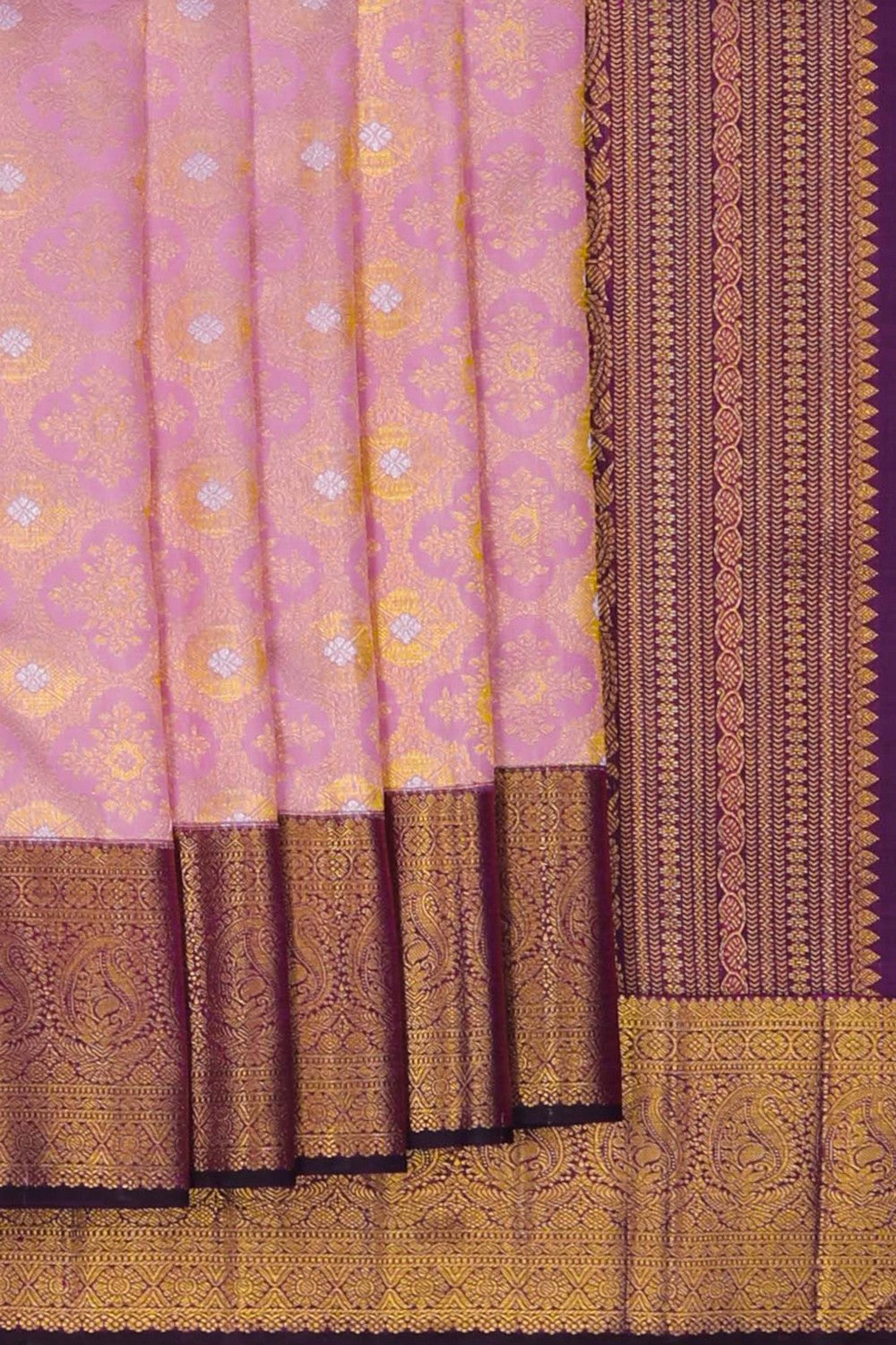 Image of Arani Silk Brocade Onion-Pink Saree